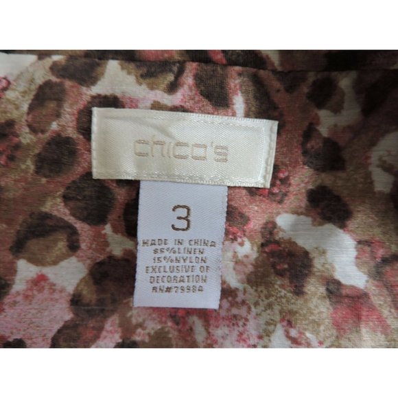 Chicos Blazer Sz 3 Career Lightweight Pink Brown Beaded Front - Picture 4 of 6